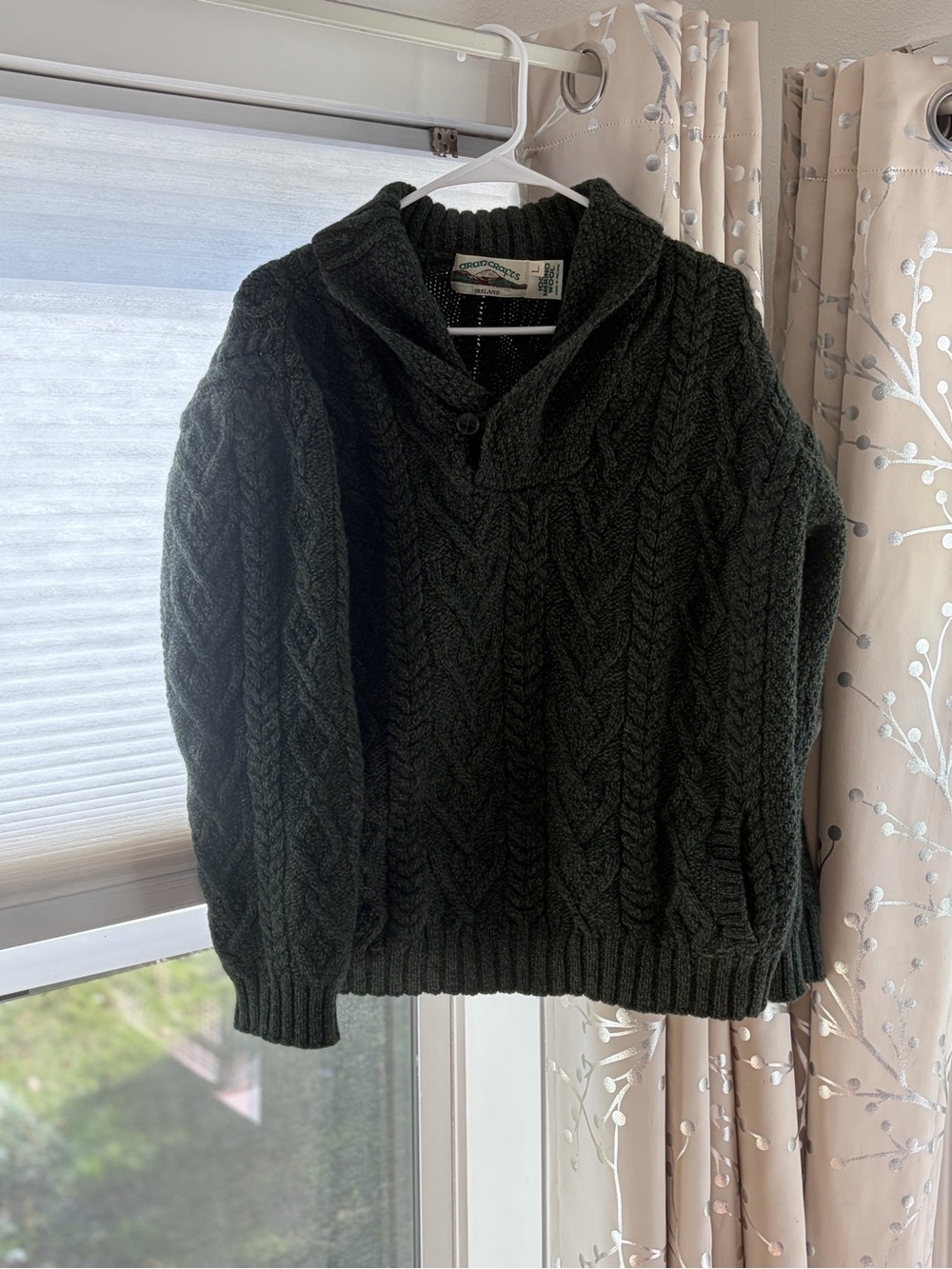 Aran Crafts Dark Green Cable-Knit Sweater